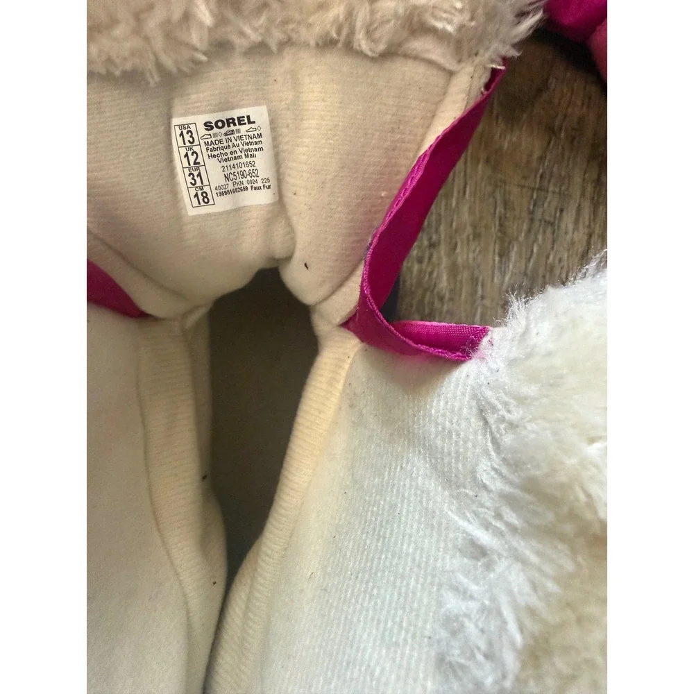 Sorel Kids Snow Commander Boots Pink Grey Waterproof Faux Fur Winter Boots